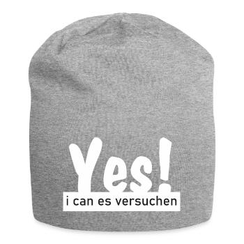 Yes i can es versuchen! - Jersey-Beanie - Grau meliert - Vorne