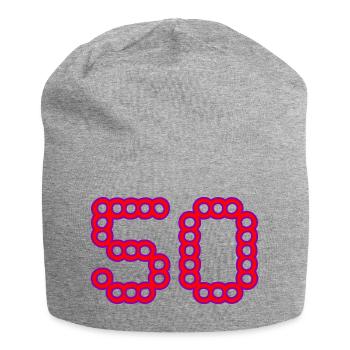 50. 50 ANS. 50e ANNIVERSAIRE. ANNIVERSAIRE 50 ANS. - Bonnet en jersey - gris chiné - Devant