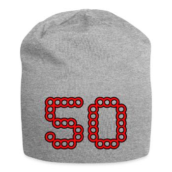 50. 50 ANS. 50e ANNIVERSAIRE. ANNIVERSAIRE 50 ANS. - Bonnet en jersey - gris chiné - Devant