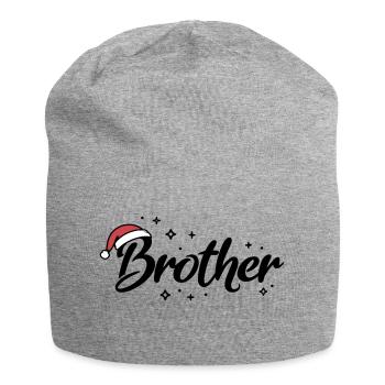 Weihnachtsmütze Brother Bruder - Jersey-Beanie - Grau meliert - Vorne
