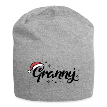 Weihnachtsmütze Granny Oma - Jersey-Beanie - Grau meliert - Vorne