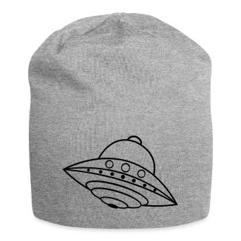 UFO Alien Ship Space Doodle - Jersey Beanie - heather grey - Front