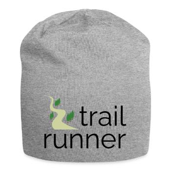 Trail Runner - Design mit Text und Trail - Jersey-Beanie - Grau meliert - Vorne