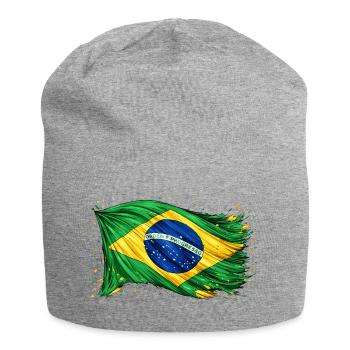 Brazilian Flag Brazil - Jersey Beanie - heather grey - Front