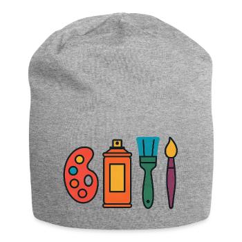 Künstlerisches Malset Palette Sprayer Pinsel - Jersey-Beanie - Grau meliert - Vorne