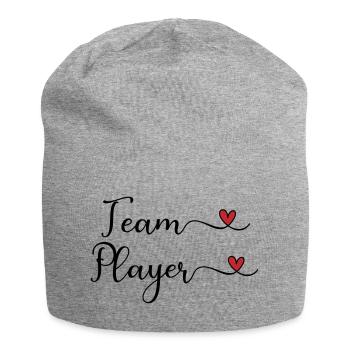 Style typographique mignon avec un cœur en équipe - Bonnet en jersey - gris chiné - Devant