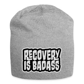 Recovery Is Badass Motivierend Erholung Zitat Logo - Jersey-Beanie - Grau meliert - Vorne