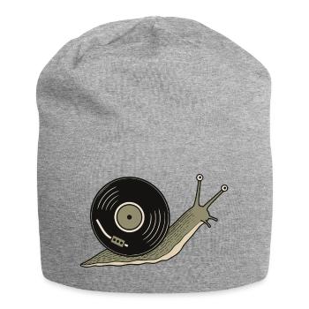 Vintage Vinyl Record Snail - Jersey Beanie - heather grey - Front
