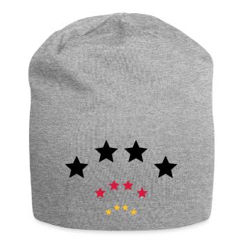 4 Sterne für Schwarz rot gold / 4 stars (3c) - Jersey-Beanie - Grau meliert - Vorne
