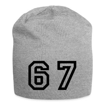 Number - 67 - Sixty Seven - Jersey Beanie - heather grey - Front