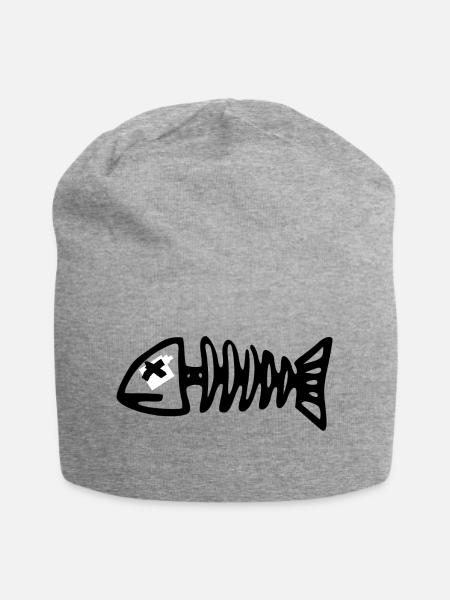 Fischgräte - Jersey-Beanie - Grau meliert