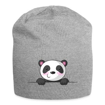 Spiked cartoon panda - Jersey Beanie - heather grey - Front
