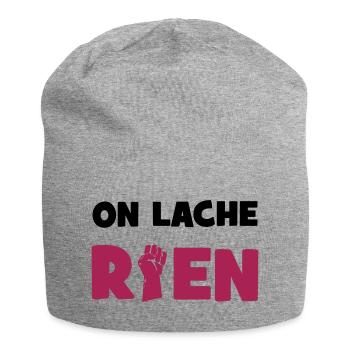 On lâche rien ! - Bonnet en jersey - gris chiné - Devant
