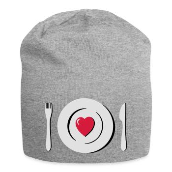 Liebe_Herz_teller_g1 - Jersey-Beanie - Grau meliert - Vorne