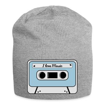I love music cassette - Jersey Beanie - heather grey - Front