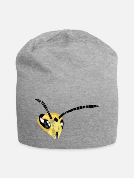 Summende Brillanz: Fesselndes Wespendesign - Jersey-Beanie - Grau meliert