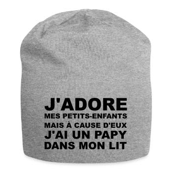 Papy dans mon lit - Bonnet en jersey - gris chiné - Devant