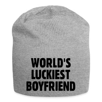 World's Luckiest Boyfriend - Jersey Beanie - heather grey - Front
