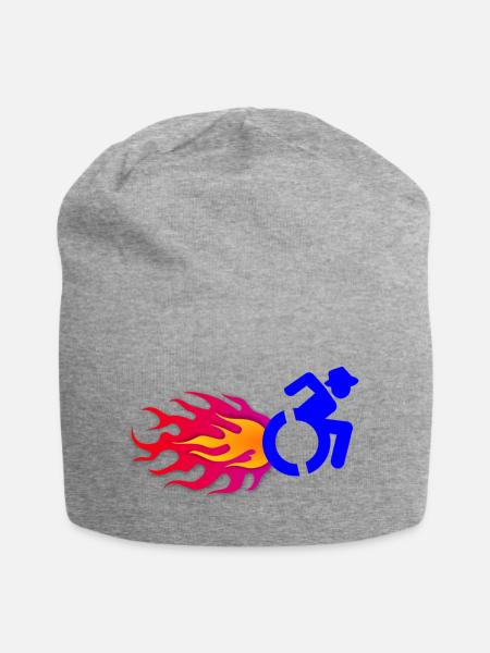 Rollstuhlfahrer mit Flammen # - Jersey-Beanie - Grau meliert