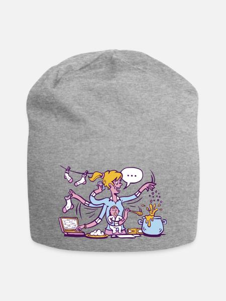 Hard working Mum - Tausendsassa Mama - Jersey-Beanie - Grau meliert