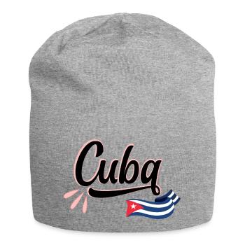 Kuba Kubanische Flagge Wellenförmig Stilisierte Schrift - Jersey-Beanie - Grau meliert - Vorne