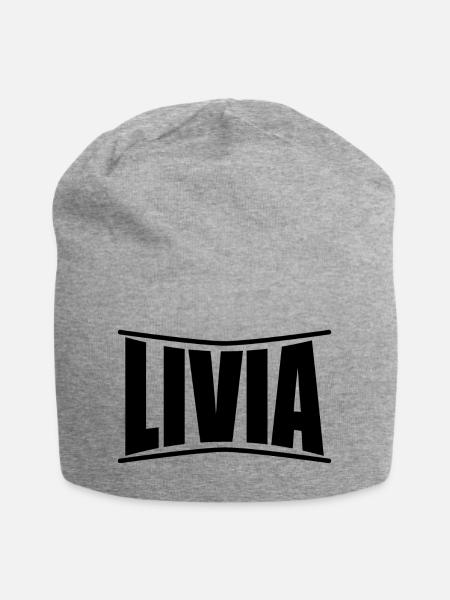 Name T-Shirt Livia T-Shirt Geschenkidee - Jersey-Beanie - Grau meliert