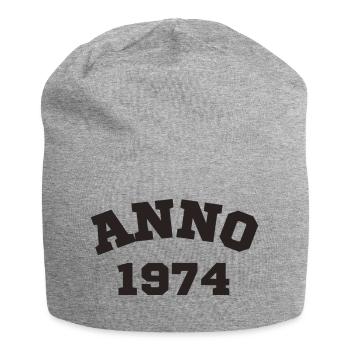 Anno 1974 Geburtstag Geburtsjahr - Jersey-Beanie - Grau meliert - Vorne