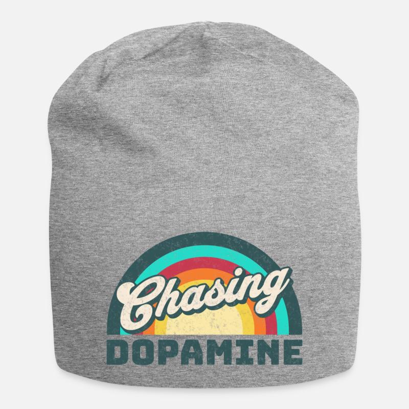 Retro Rainbow Chasing Dopamine - Jersey Beanie - heather grey