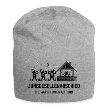 JGA – Sie Wartet Schon Auf Ihn! (Haus / Black) - Jersey-Beanie - Grau meliert - Vorne