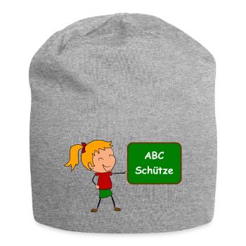 Einschulung ABC Schütze - Jersey-Beanie - Grau meliert - Vorne