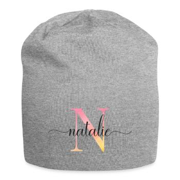 N | Monogramme | Nom | Natalie |Aquarelle - Bonnet en jersey - gris chiné - Devant