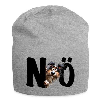 NÖ - lustiger Hund - Nein - Nope - Statement - Jersey-Beanie - Grau meliert - Vorne