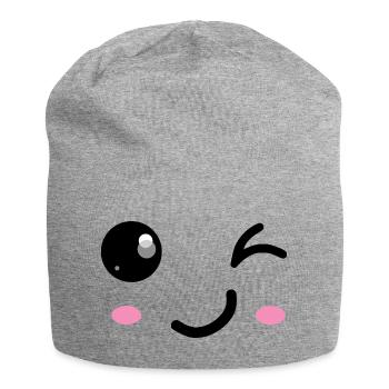 Clin d’œil sourire - Bonnet en jersey - gris chiné - Devant