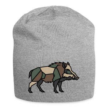 Low Poly géométrique de sanglier - Bonnet en jersey - gris chiné - Devant