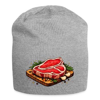 Illustration de steak juteux - Bonnet en jersey - gris chiné - Devant