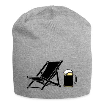 Silhouette de la chaise longue et de la chope de bière - Bonnet en jersey - gris chiné - Devant