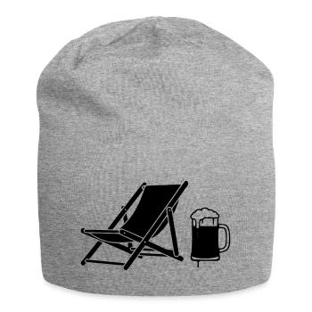 Liegestuhl Bier Urlaub Icon - Jersey-Beanie - Grau meliert - Vorne