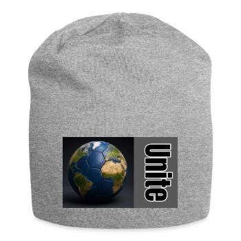 Weltball-Einheit in Bewegung - Jersey-Beanie - Grau meliert - Vorne