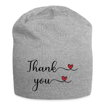 Merci au cadeau de la typographie du cœur - Bonnet en jersey - gris chiné - Devant