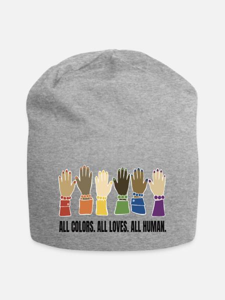 ALL COLORS. ALL LOVES. ALL HUMAN. - Jersey-Beanie - Grau meliert