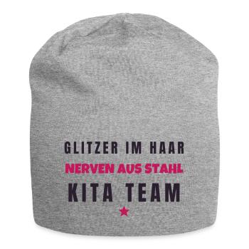 Glitzer im Haar Nerven aus Stahl Kita Team - Jersey-Beanie - Grau meliert - Vorne