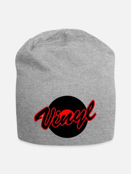 Vinyl mit Platte - Jersey-Beanie - Grau meliert