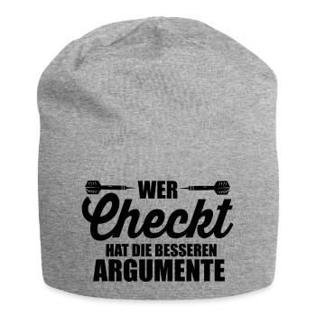 Darts Wer checkt hat Argumente - Jersey-Beanie - Grau meliert - Vorne