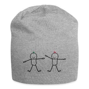 Two children brothers (customizable hair) - Jersey Beanie - heather grey - Front