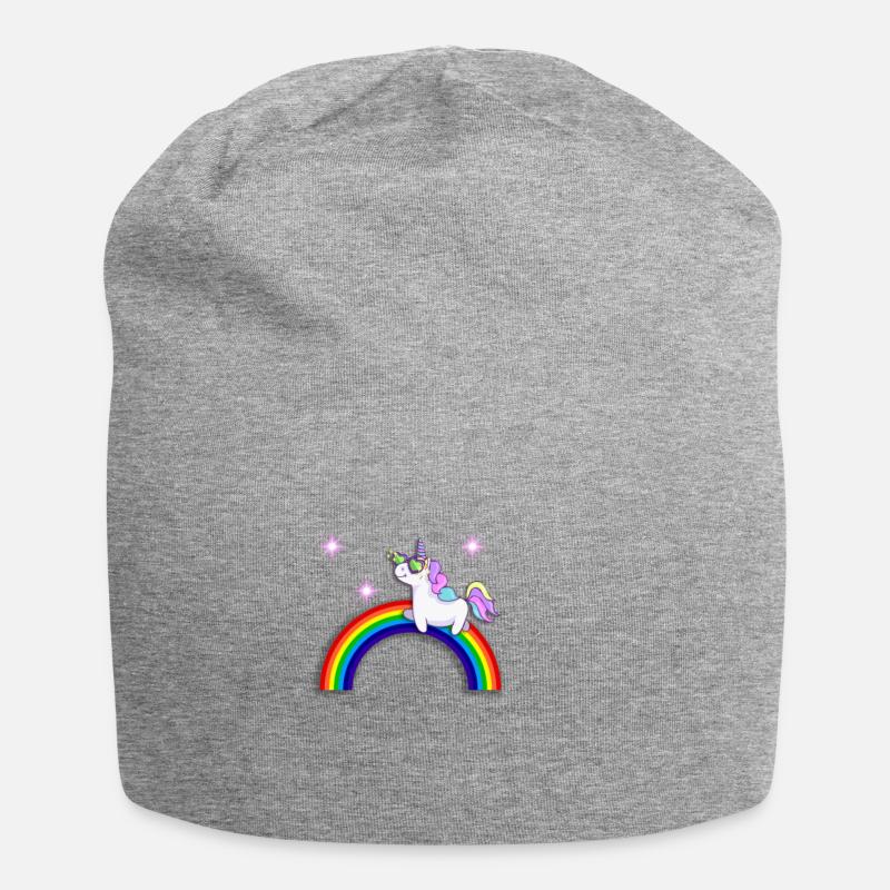 Unicorn with rainbow - Jersey Beanie - heather grey