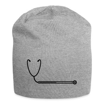 loading loading bar stethoscope listening heartbeat - Jersey Beanie - heather grey - Front