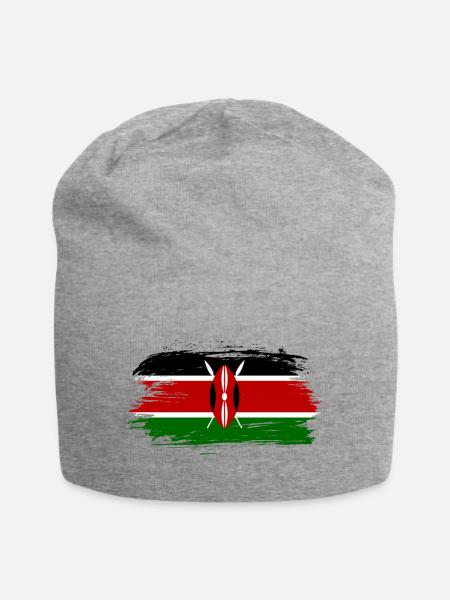 Kenia Flagge / Geschenk Kenya Afrika Nairobi - Jersey-Beanie - Grau meliert