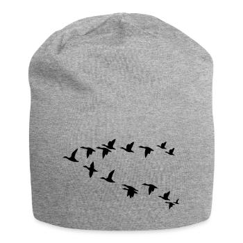 Vogelschwarm flock of birds - Jersey-Beanie - Grau meliert - Vorne