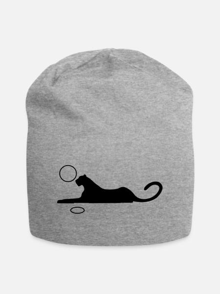 leopard - Jersey Beanie - heather grey