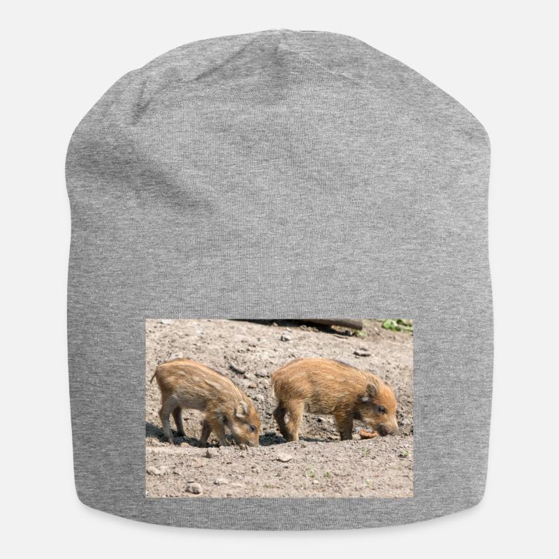 Frischling Wildschwein (Sus scrofa) - Jersey-Beanie - Grau meliert